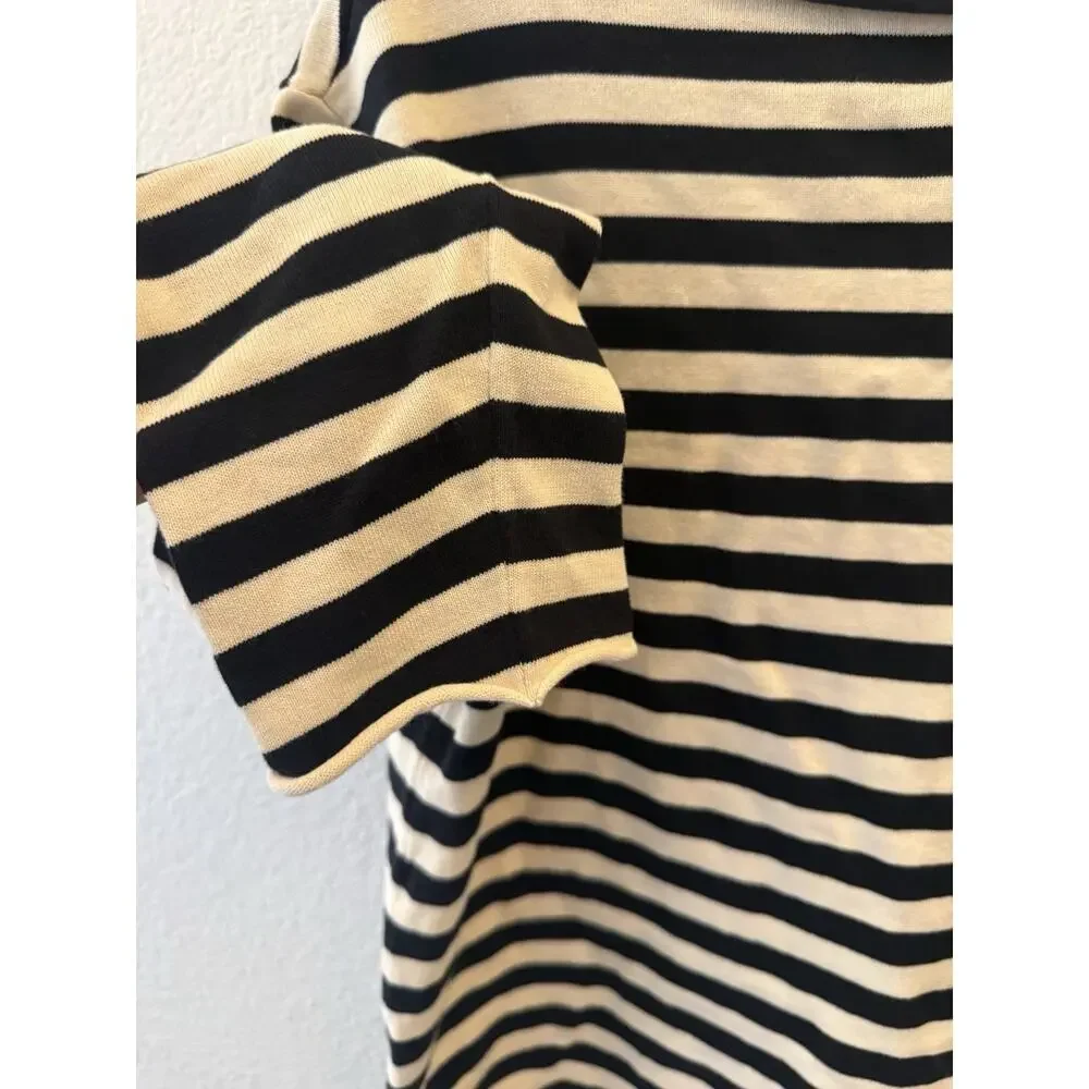 THE GREAT SAILOR SWEATER TOP BLACK CREAM STRIPE OVERSIZED SIZE 1/Small $225 - Picture 6 of 10
